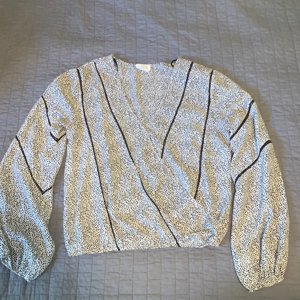 Sienna Sky wrap front long sleeve blouse